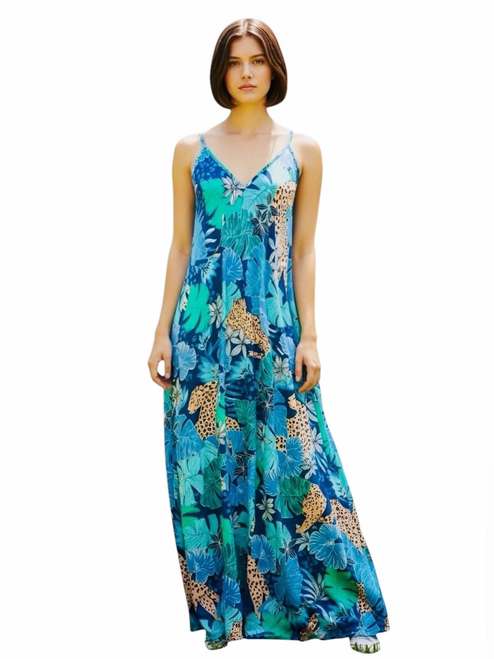 VAN WINKLE & CO. New Leopard Maxi Slip Dress.